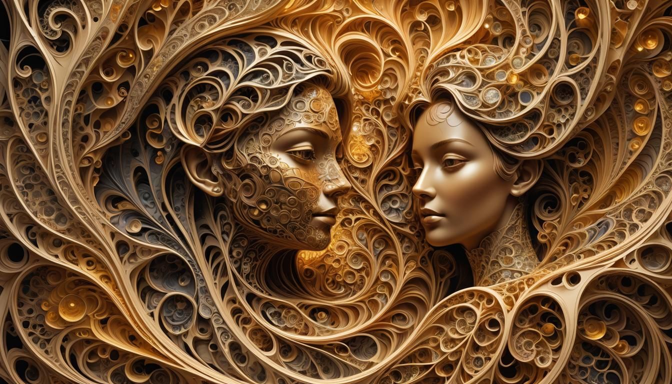 Harmonic Fractal Couple in Psychedelic Style