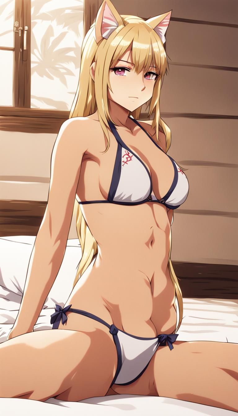 Blonde Neko Girl in Bikini: Anime Art