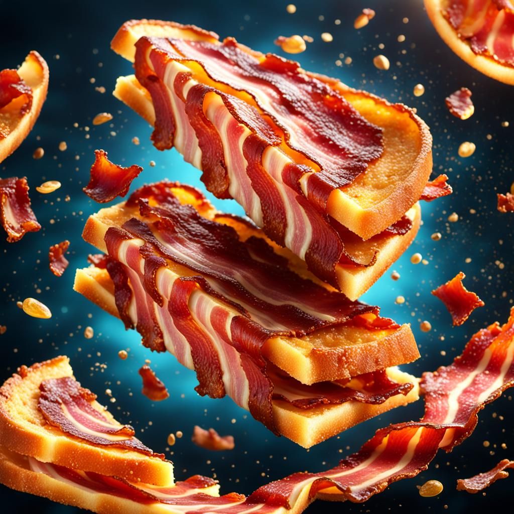 Crispy Bacon Slices in 3D Digital Art
