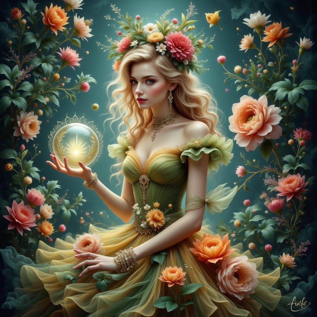Alice in Wonderland Magic Sphere, Fantasy Art