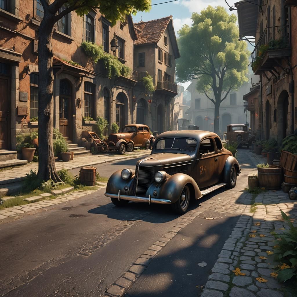1937 Willys Ratrod on Medieval Italian Street