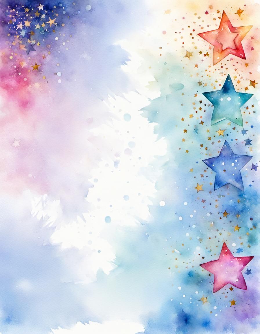 Watercolor Stars of David Background with Sparkles