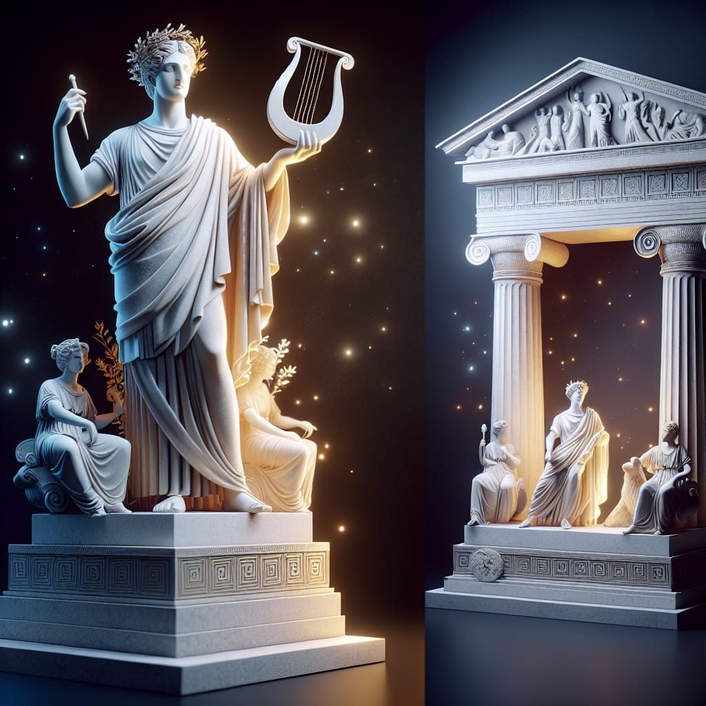 Apollo Statue with Lyre in Neoclassical Style