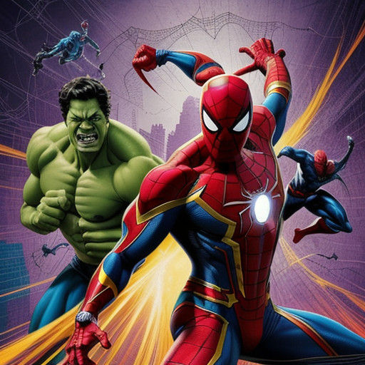 Dynamic Marvel Heroes in Vibrant Comic Book Style