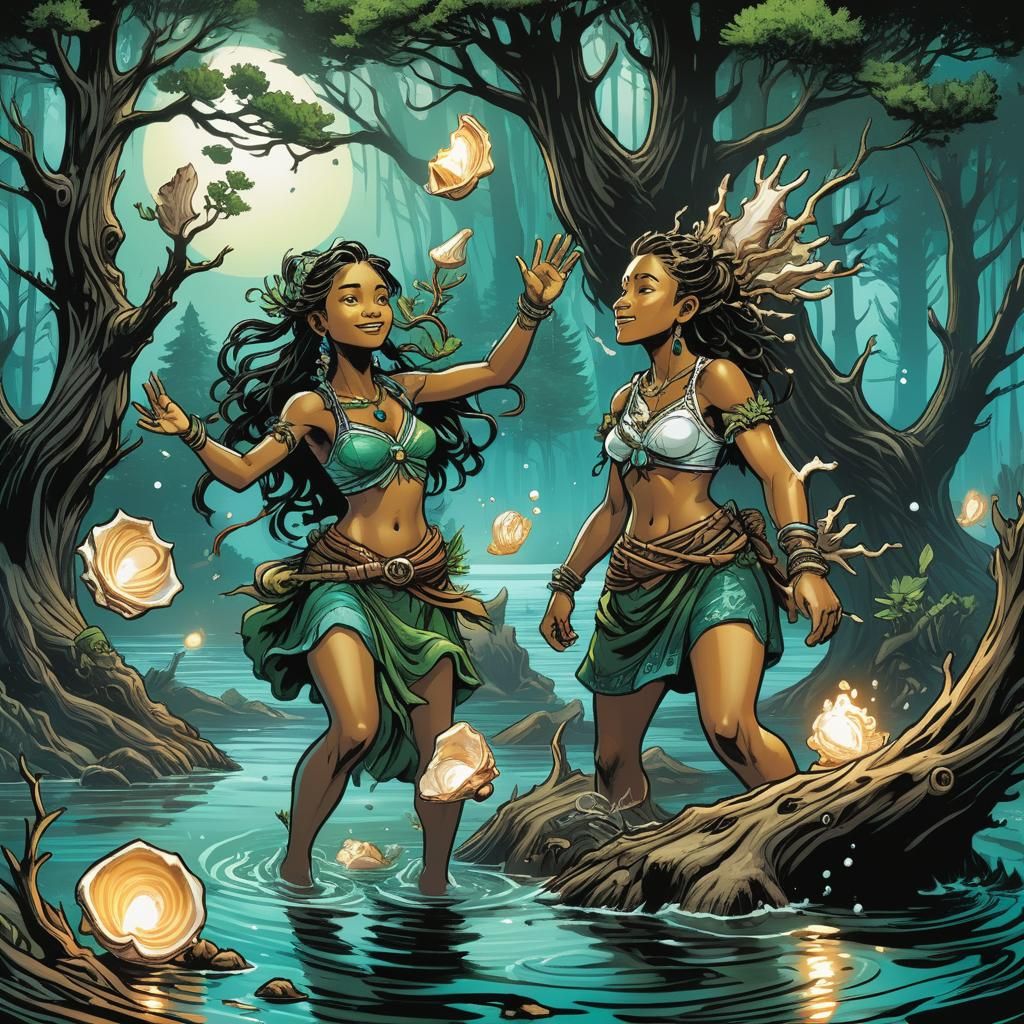 Sea Gypsies Celebrate Under Shell Arbors: Comic Book Art