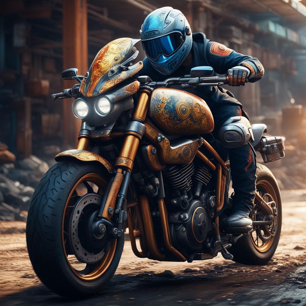 Motorcycle Somersault Stunt in Hyperdetailed Action Photo