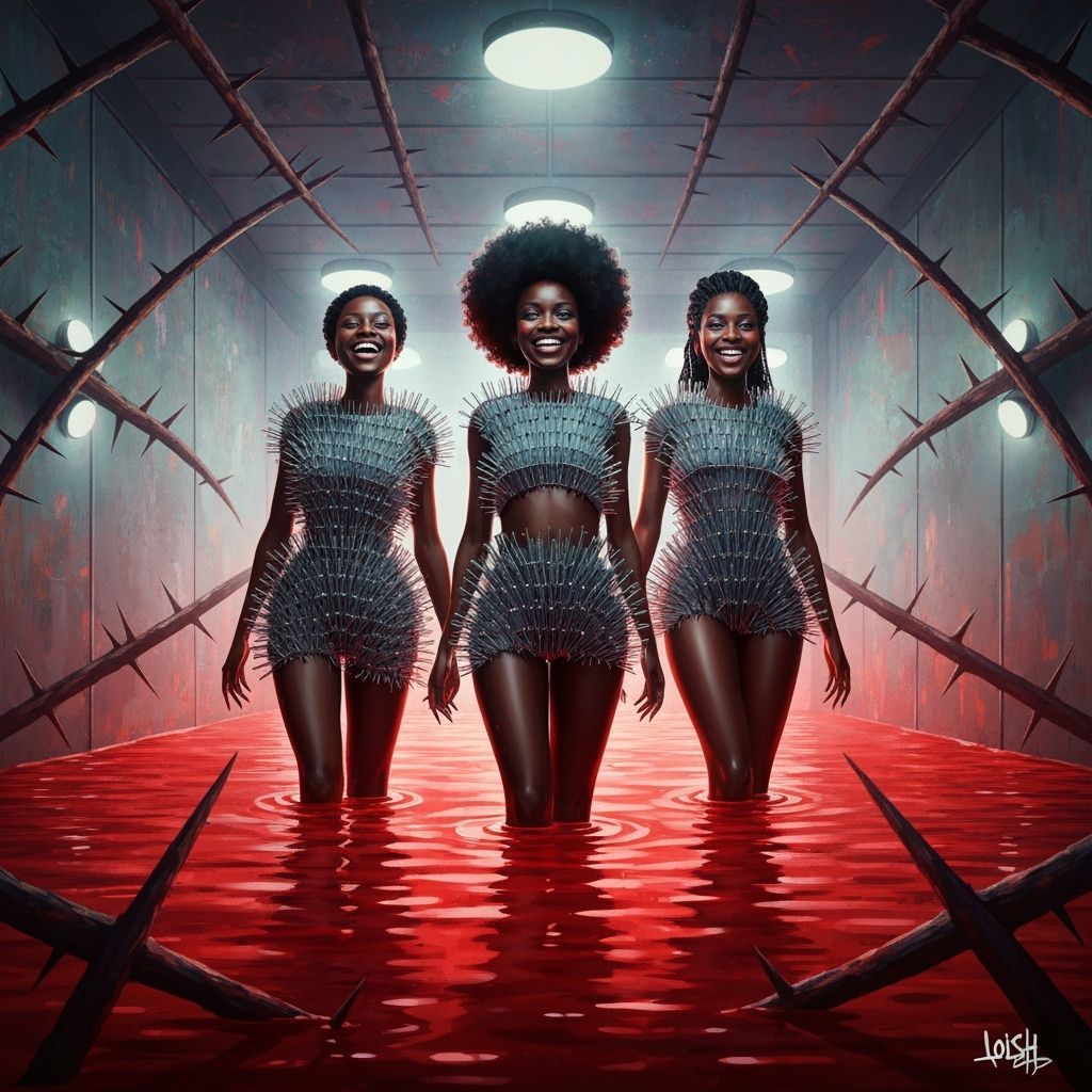 Smiling Women in Silver Nail Attire