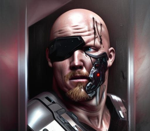 Stone Cold Steve Austin: Psycho Cyborg in Cyberpunk Style