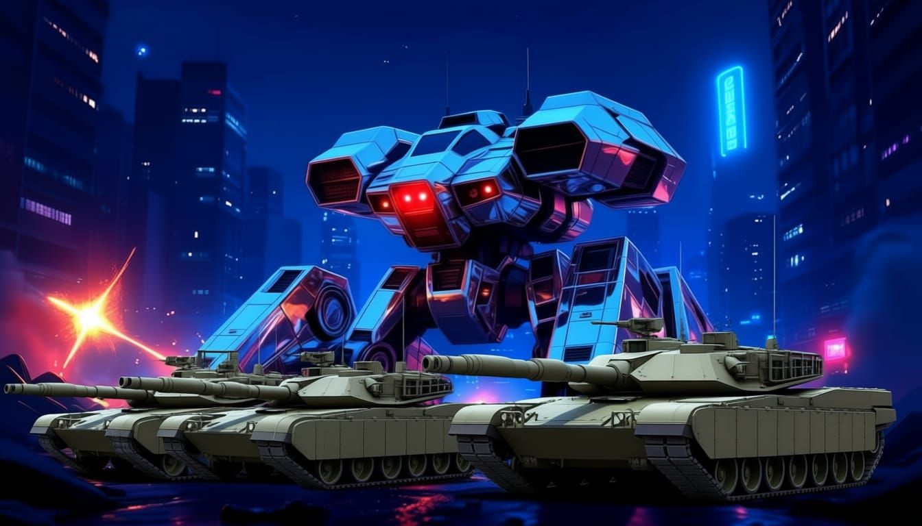 Epic Mecha Vehicle in Rocky Warzone Battlefield