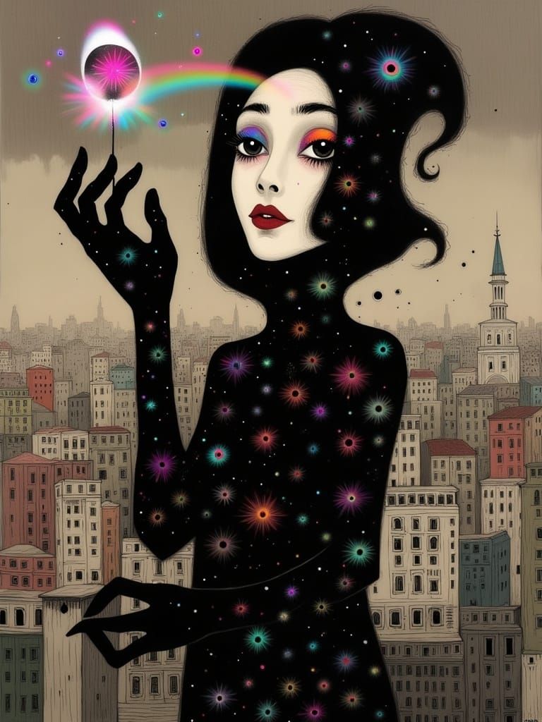 Grim Reaper in Art Deco Metropolis Digital Illustration