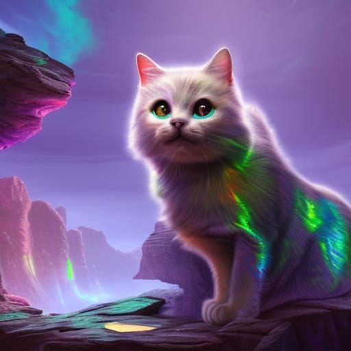 Iridescent Cat Fantasy Concept Art
