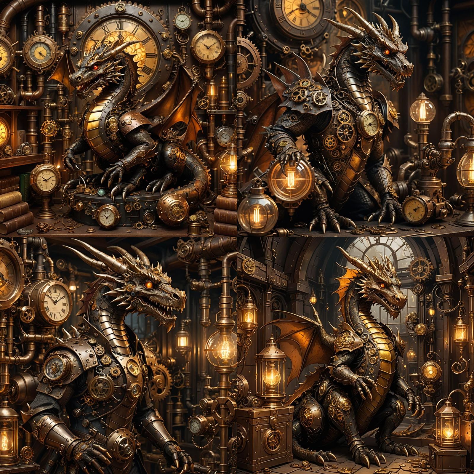 Steampunk Dragon in Treasure Lair
