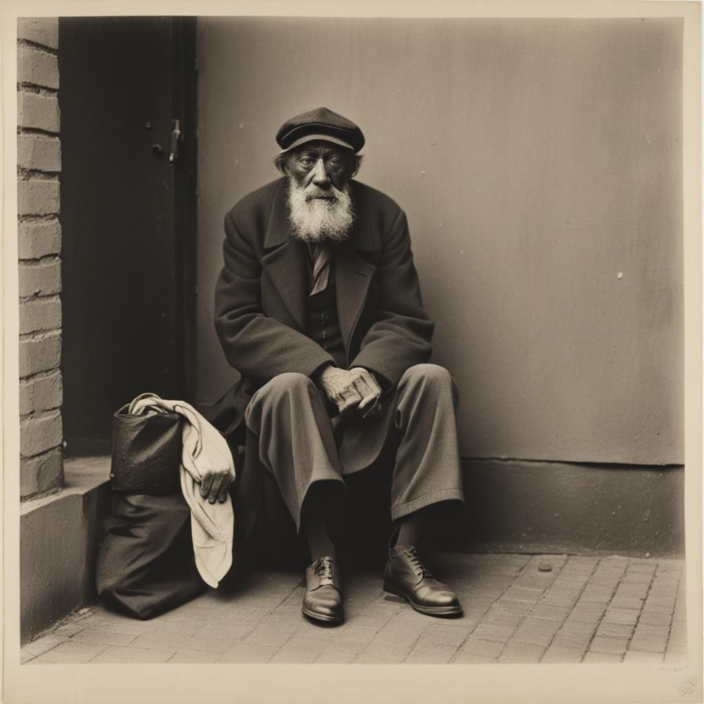 Homeless Man in Surreal Expressionist Style