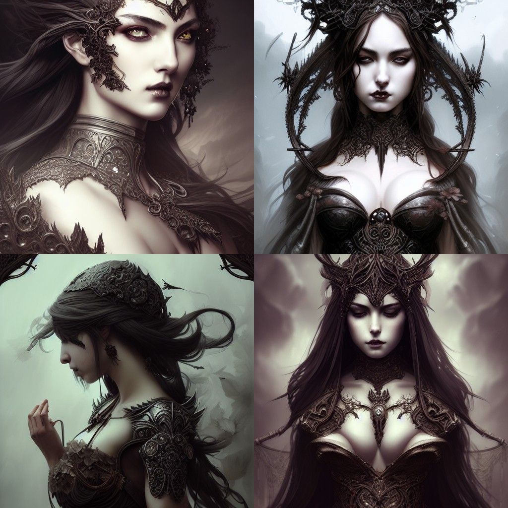 Dark Fantasy Goddess in Hyper-Detailed Digital Art