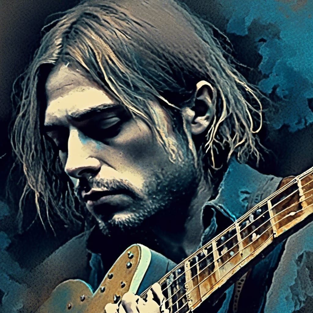 Grunge Musician Portrait on the Dark Side of the Moon