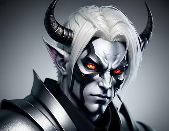 Icy Demon Portrait in Anime Style