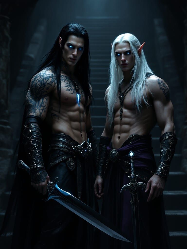 Elegant Elven Warriors in Dark Fantasy