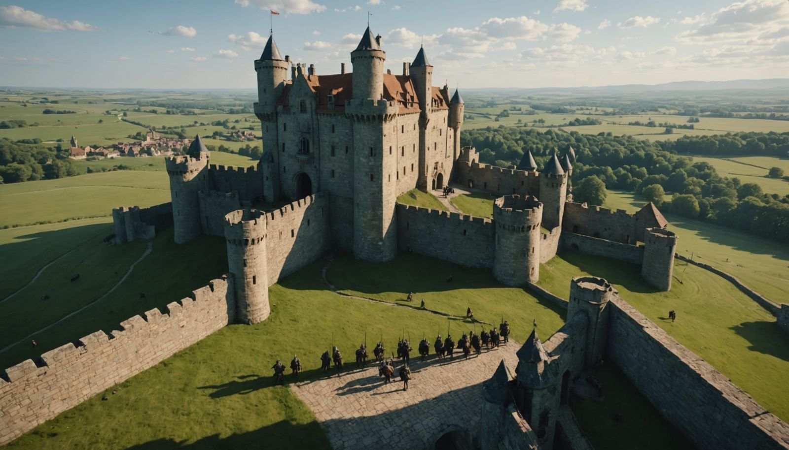 Medieval Castle Siege Under Golden Sunset