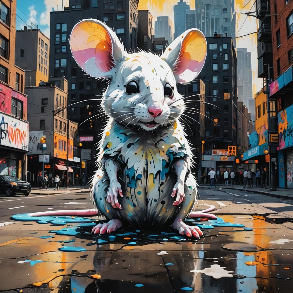 Colossal Mouse Street Art in Graffiti Style