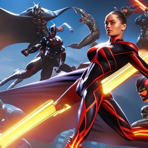 Superhero Team vs. Aliens: Comic Book Cover Art