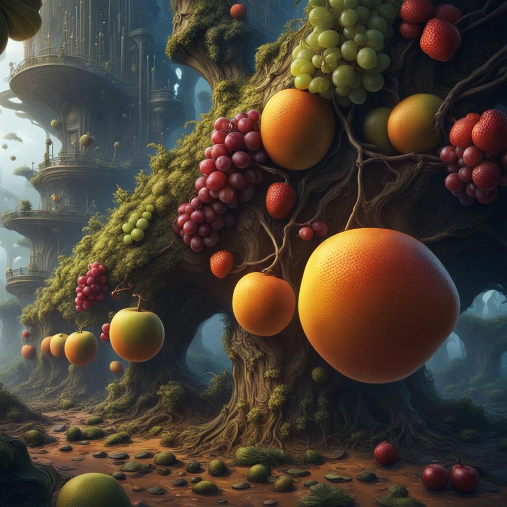 Futuristic Fruit: Detailed Fantasy Concept Art
