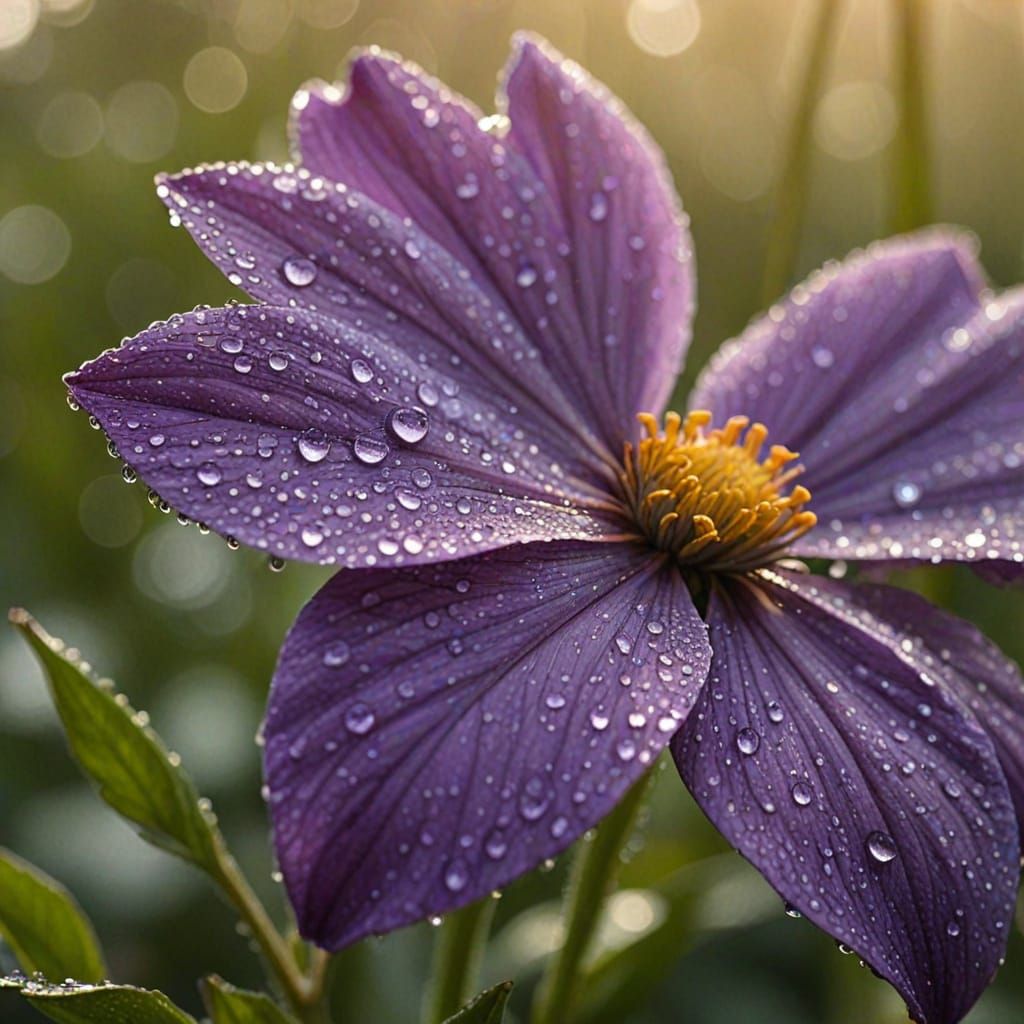 Dark Purple Flower Petal in Warm Sunlight