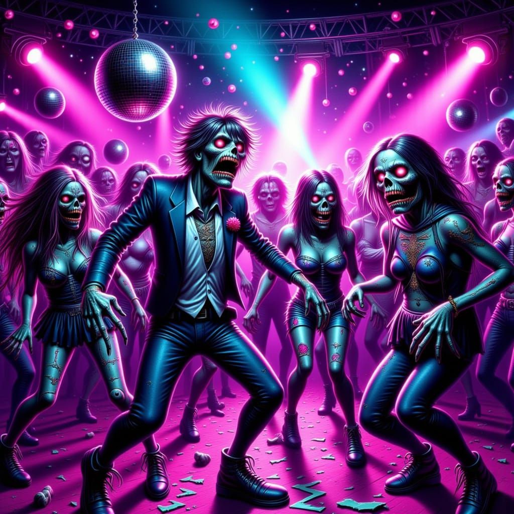 Zombie Prom Dance Off in Graphic Novel Style