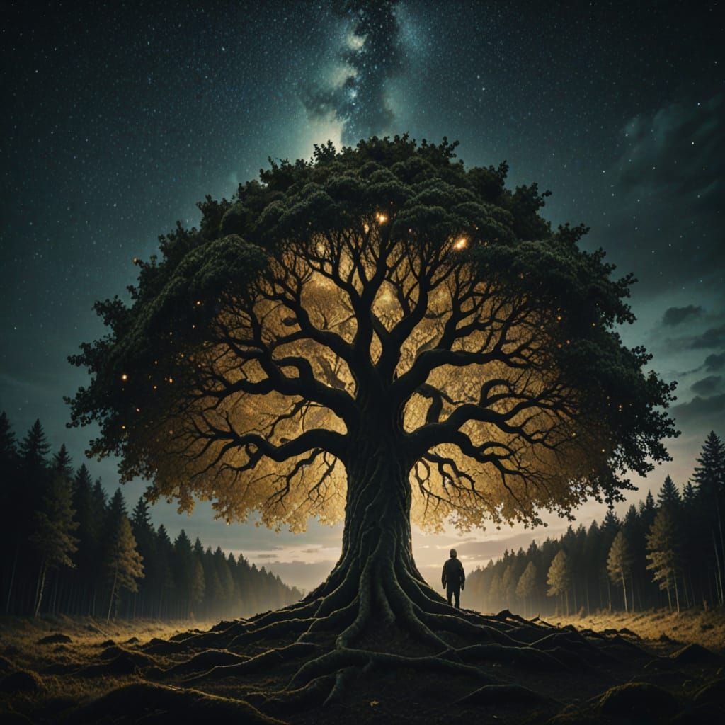 Yggdrasil in Forest: Fantasy Landscape Art