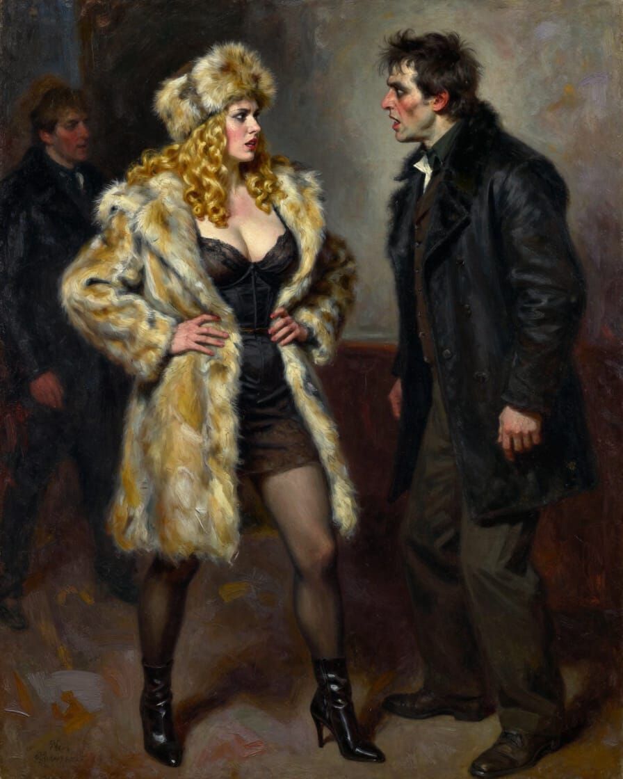 Annoyed Woman in Fur Coat in 1973 Moscow