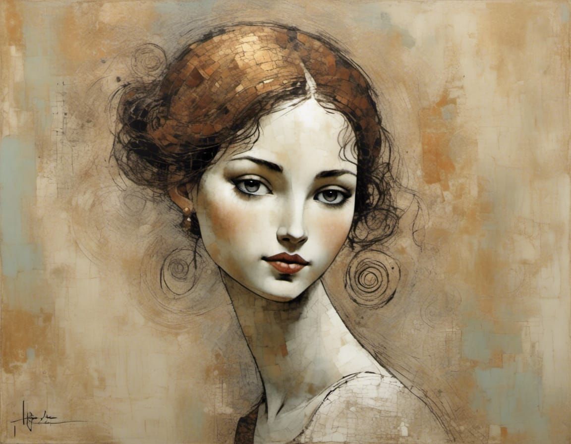 Elegant Woman with Long Neck in Modigliani Style