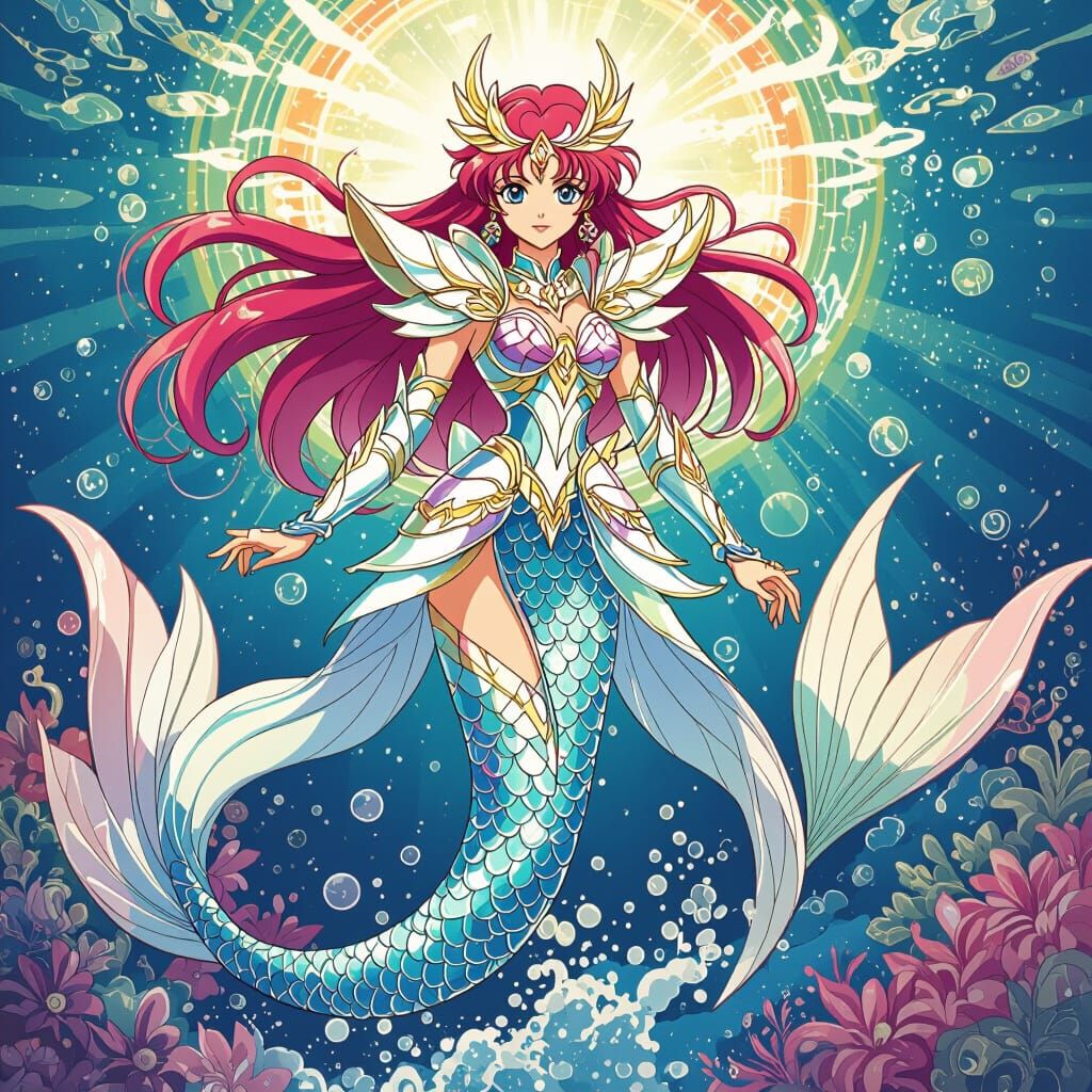 Mermaid Saint Seiya in Vibrant Anime Style