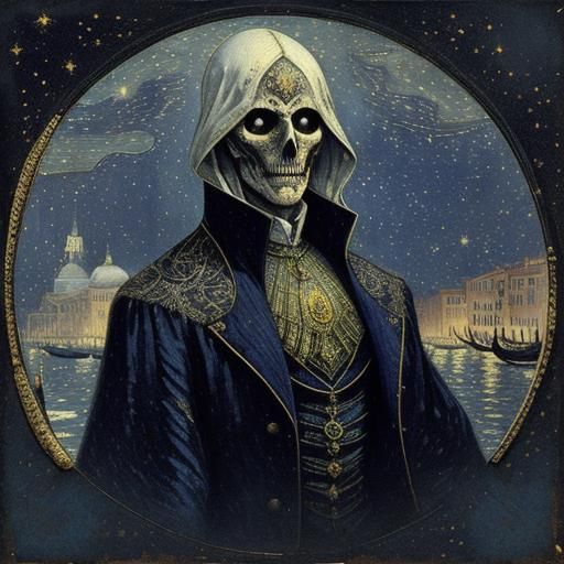 Venice Grand Canal at Moonrise: Watercolor Painting