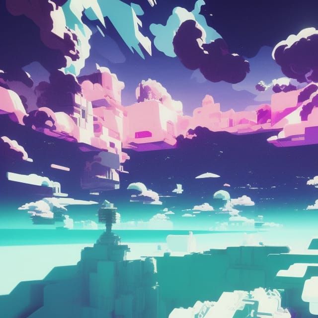 Dreamy Liminal Space with Vaporwave Aesthetic