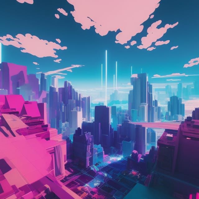 Dreamy Vaporwave Beach Scene in Liminal Space