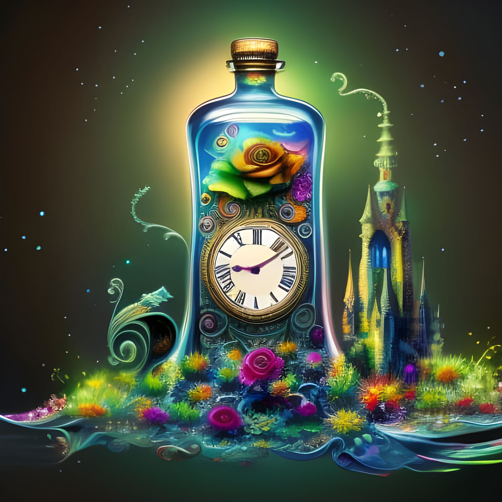 Clock in a Bottle: Tim Burton Inspired Art