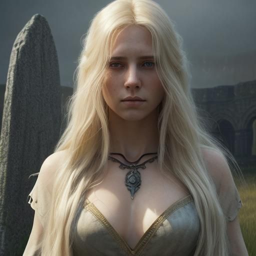 Grieving Woman at Ancient Standing Stone