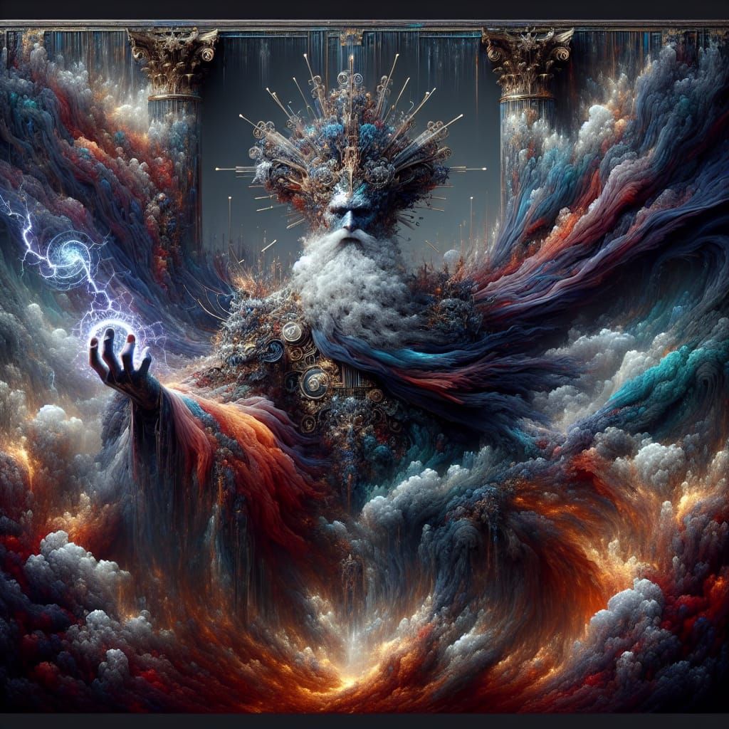 Mythical Sky King in High Fantasy Matte Painting