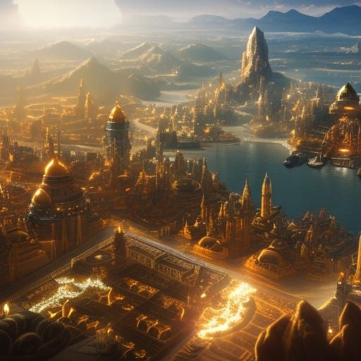 Photorealistic Lost Star City with Cinematic Lighting