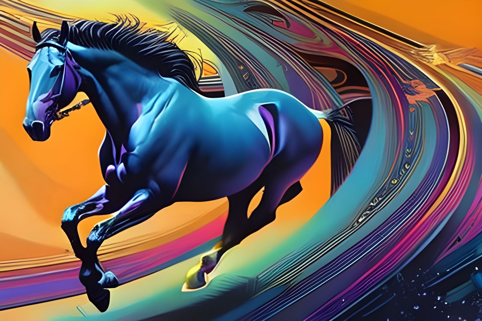 Splendid panorama of a magnificent fantastical galloping horse !! -2358