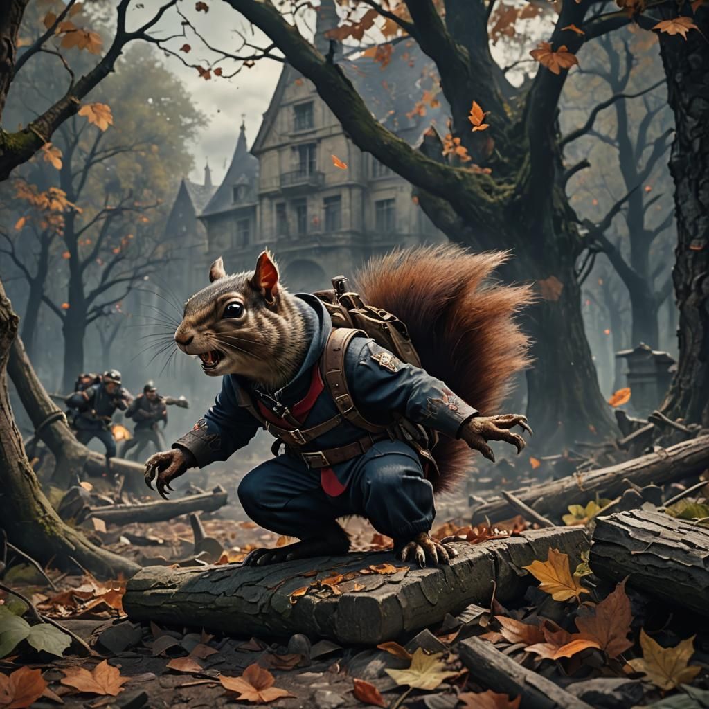Vampire Squirrel Battles in World War 2 France