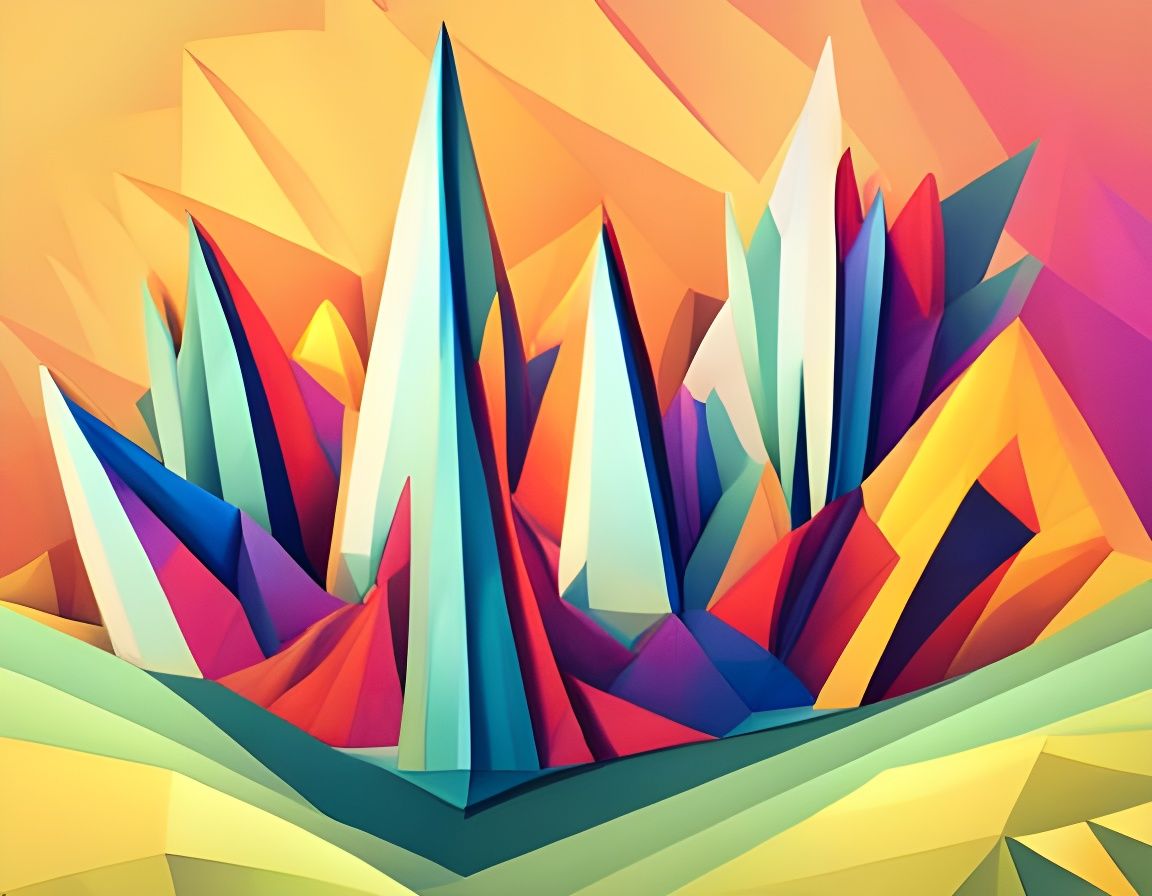 Bananarama Origami in Geometric Cubist Style