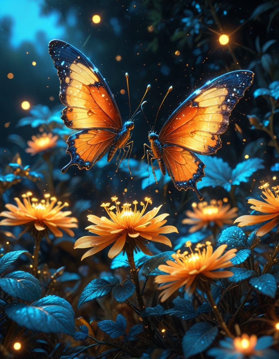 Vibrant Butterfly in Dreamlike Macro Splash Art