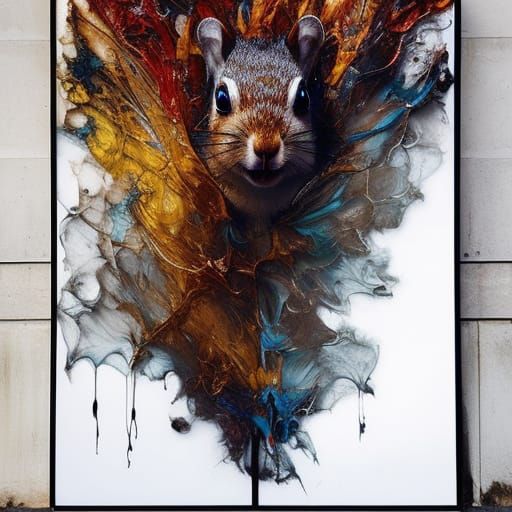 Cool Squirrel Billboard in Dramatic Digital Painting Style