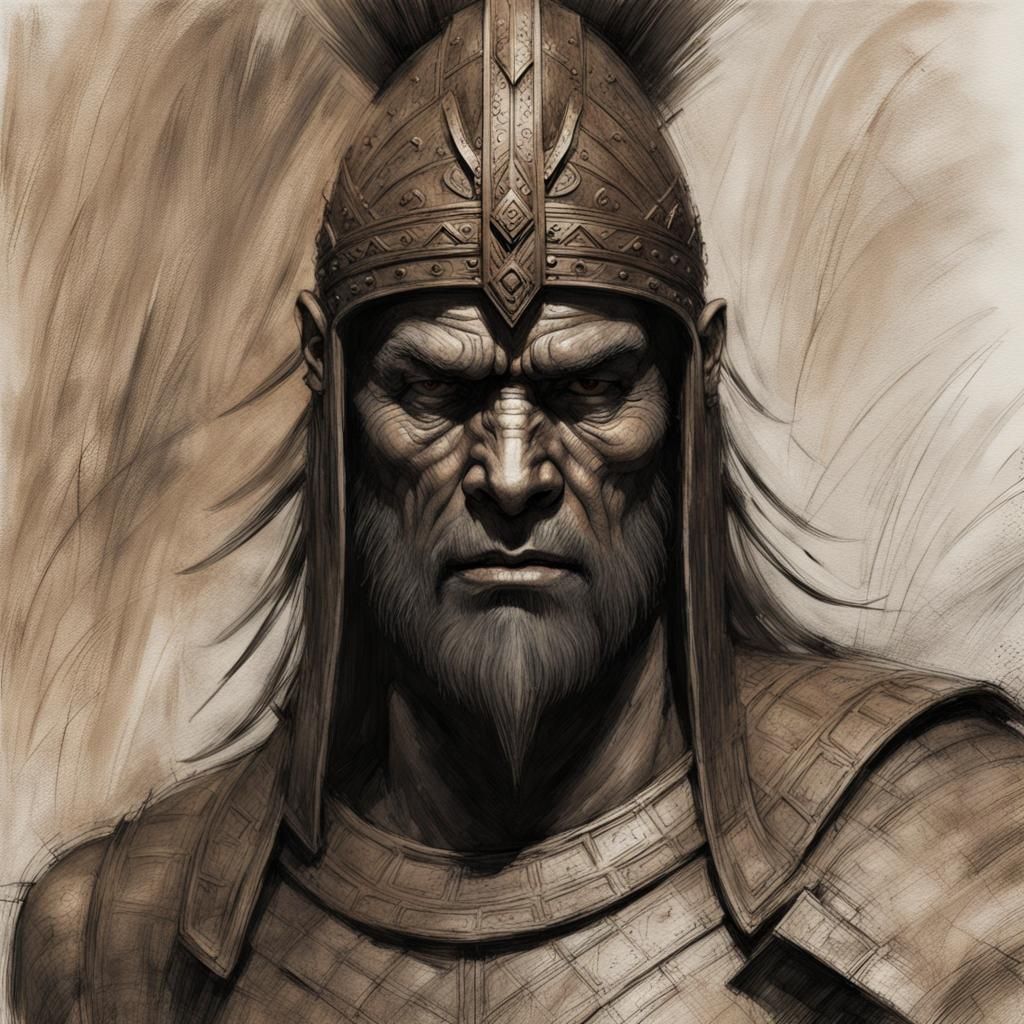Gilgamesh of Uruk: Menacing Sumerian Warrior Sketch