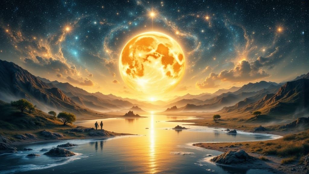 Divine Heavenly Composition with Cosmic Wonders