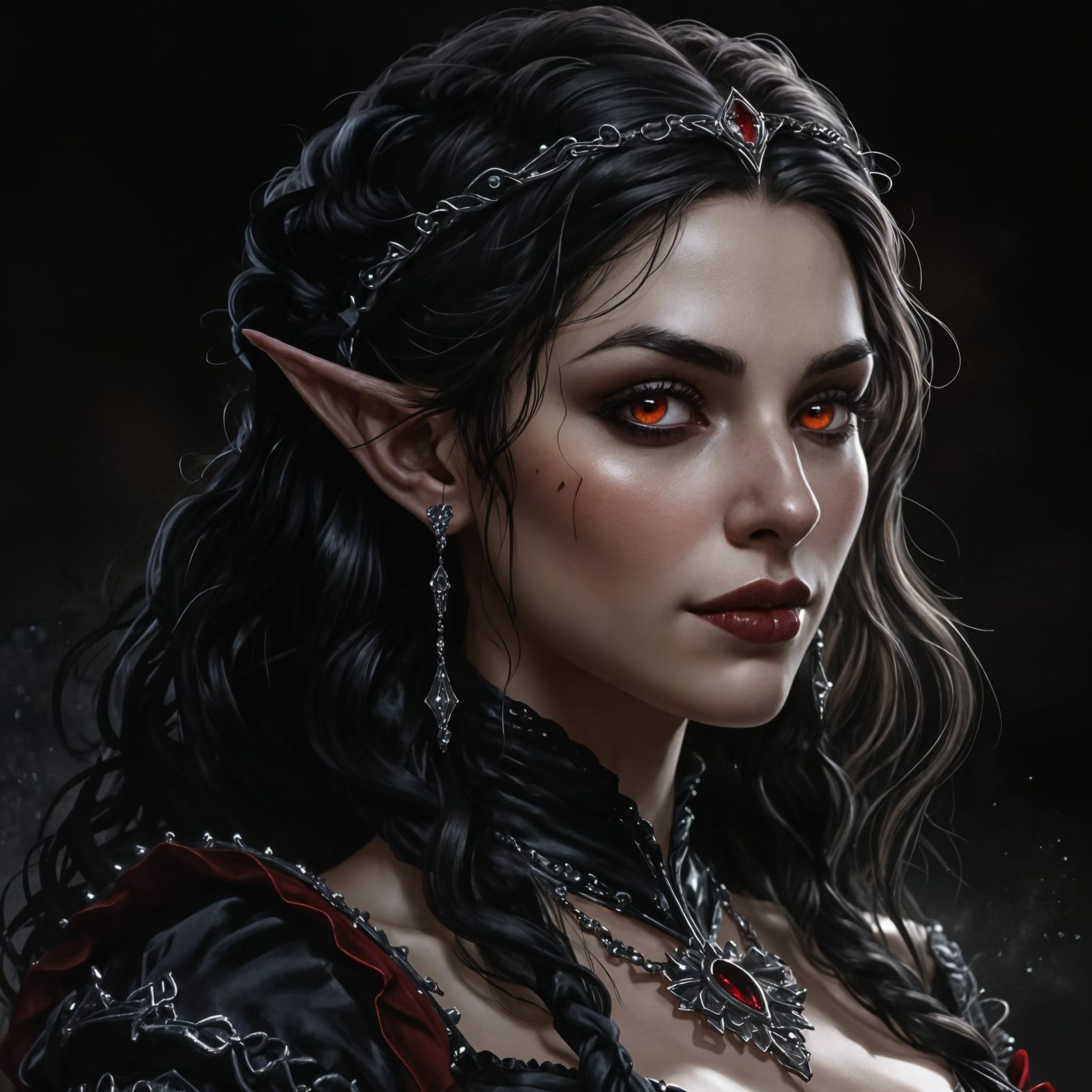 Elegant Vampire Elf in Gothic Fantasy Style