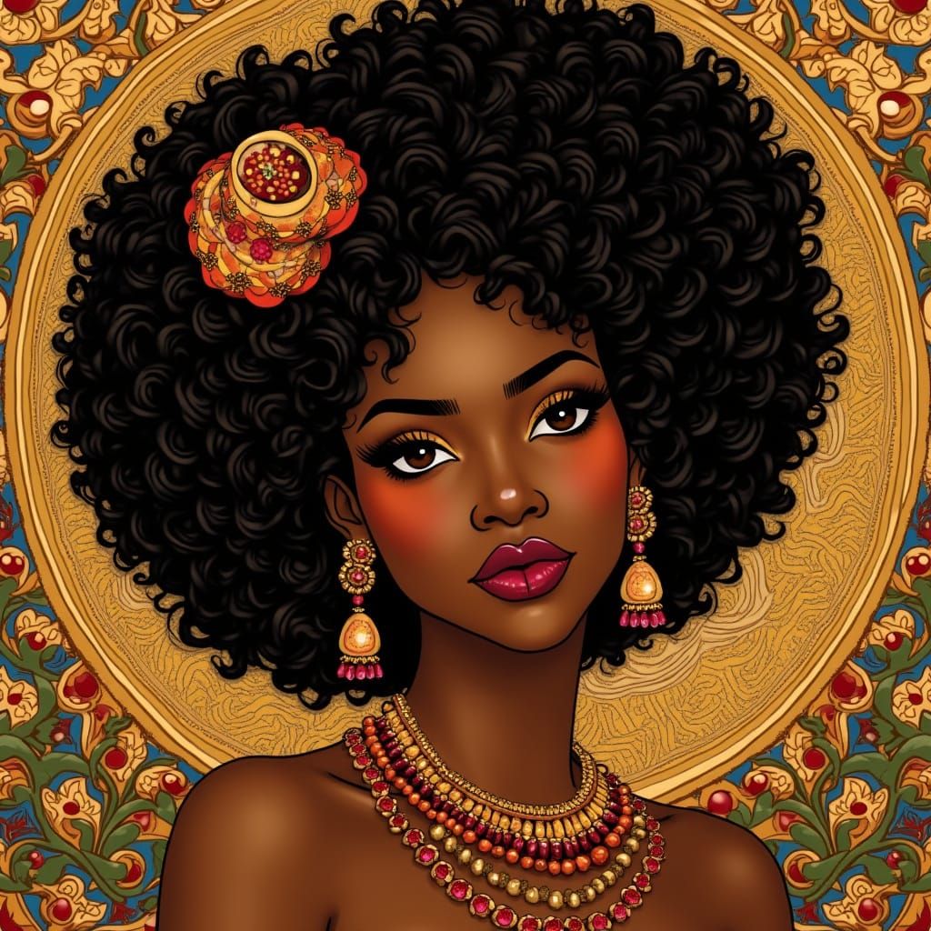 Golden Goddess of Art Nouveau Elegance