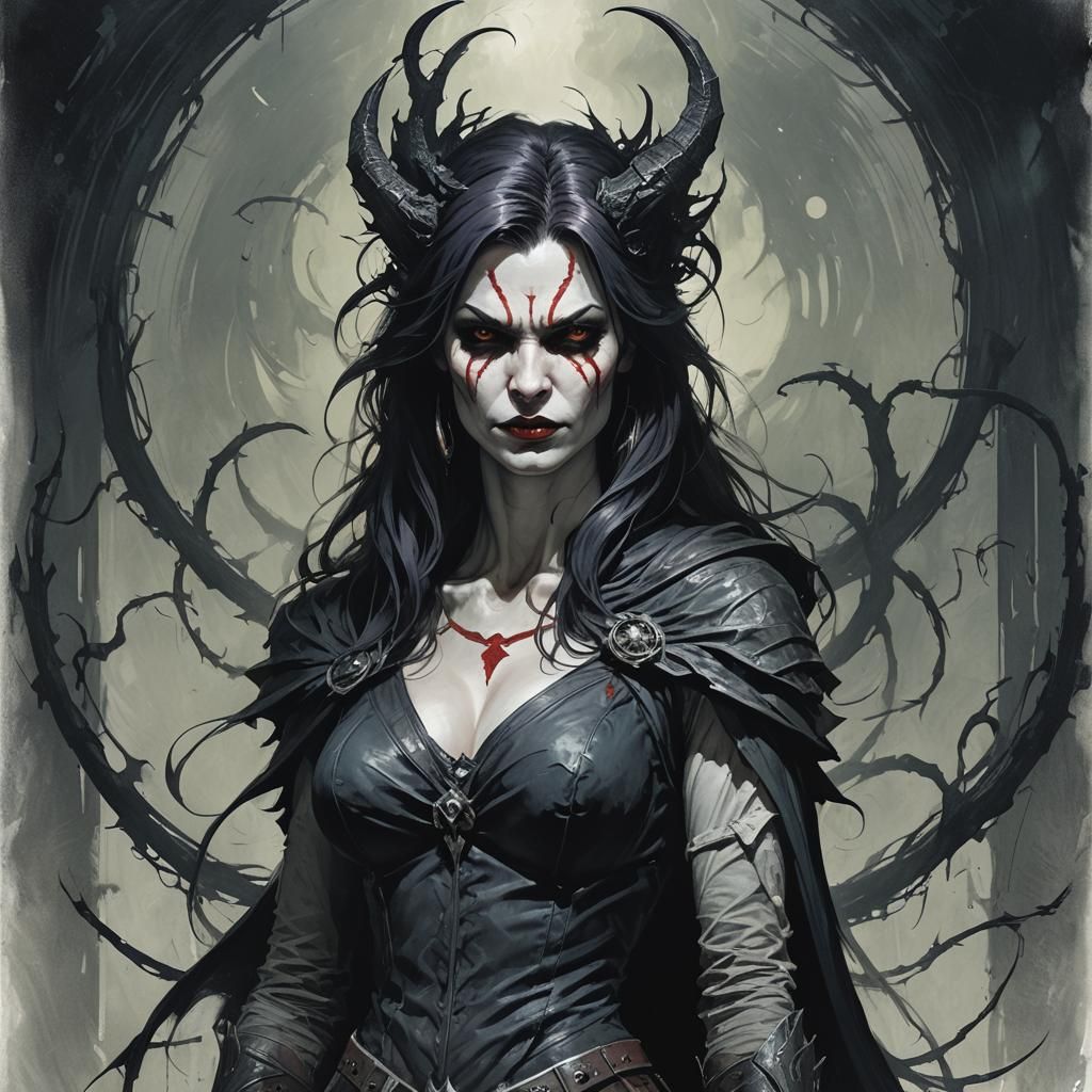 Sinister Lilith Portrait in Baroque Style