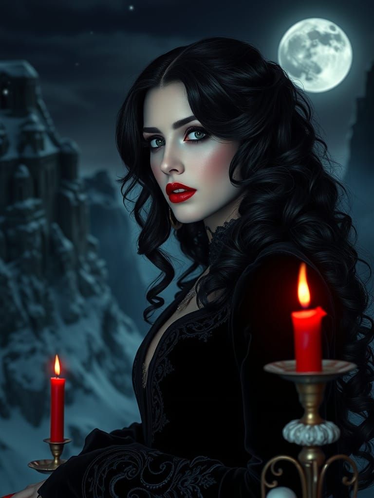 Elegant Dark Vampire Queen of the Night Portrait