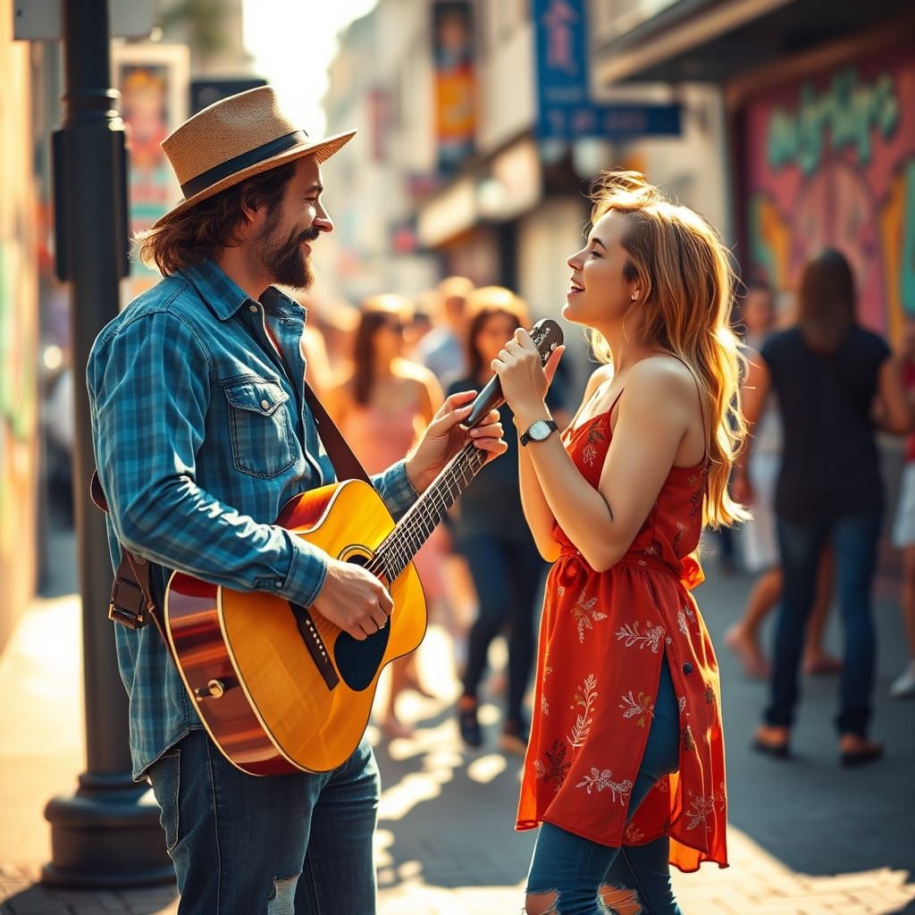 Free-Spirited Musicians Perform Impromptu Duet on Sun-Drench...